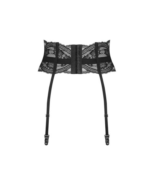 Пояс для панчіх Obsessive Nutris garter belt, XL/2XL, мереживний, з довгими пажами