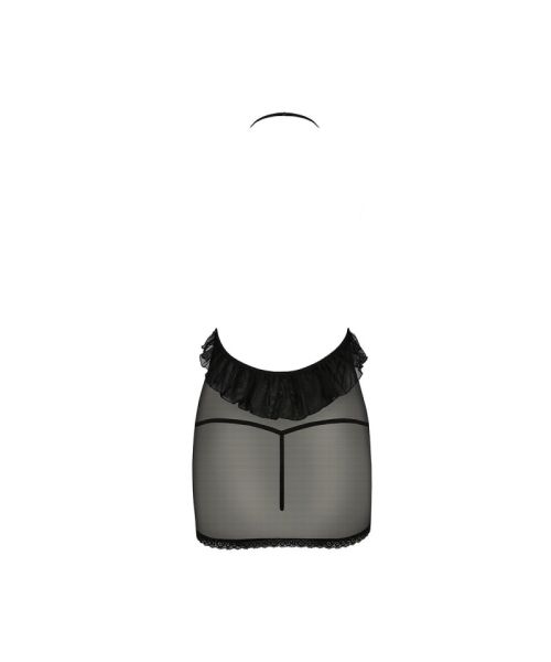 Сорочка прозора приталена Passion ERZA CHEMISE S/M, black, трусики