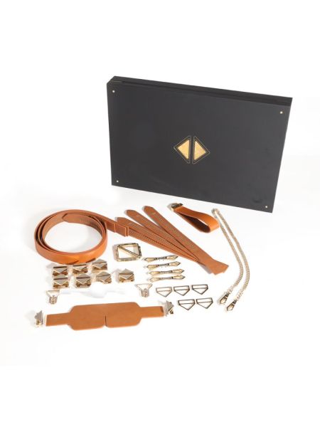 БДСМ-набір LOCKINK Bondage & Restraint Set, коричневий, натуральна шкіра, фіксатори, маска, кляп