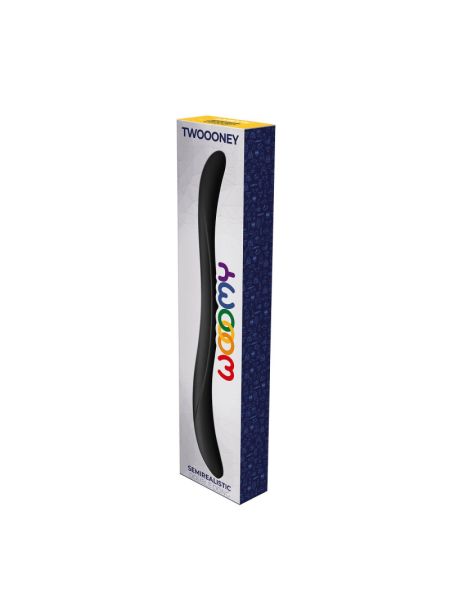 Подвійний фалоімітатор Wooomy Twoooney Semirealistic Double Dong Black, діаметр 3 та 3,8 см
