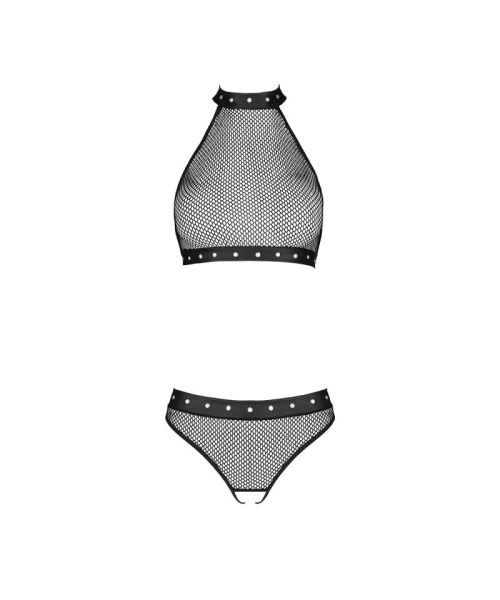 Білизна з відкритим доступом Passion MOONLIGHT SET L/XL black топ, стрінги