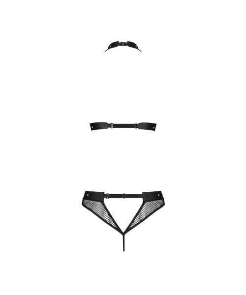 Білизна з відкритим доступом Passion MOONLIGHT SET L/XL black топ, стрінги