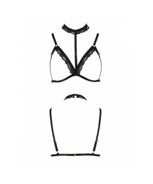 Бюстгальтер-стрепи з чокером Passion Exclusive SHELLY BRA XXL/XXXL, black