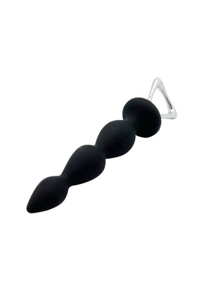 Анальний ланцюжок Adrien Lastic Arrow II, чорний, силіконовий, гнучкий, з металевою ручкою, діаметр 3,2 см