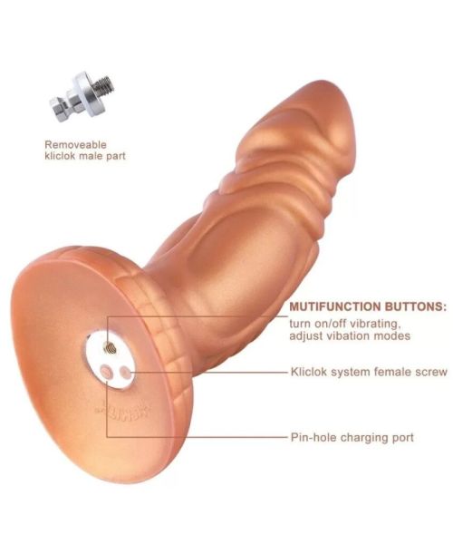 Фалоімітатор з вібрацією Hismith Slightly Curved Vibrating Silicone Dildo Monster Series, KlicLok