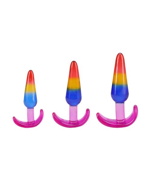 Набір анальних пробок Doc Johnson Crystal Jellies - Anal Trainer Set - Rainbow
