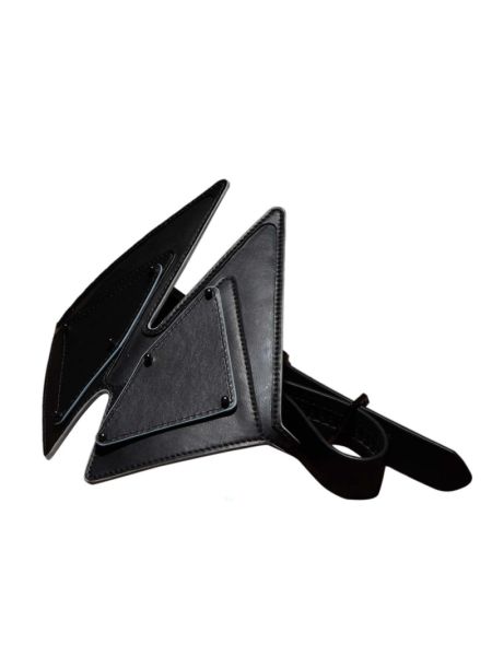 Маска на очі LOCKINK Vixen Blindfold, чорна, натуральна шкіра, регульований обсяг