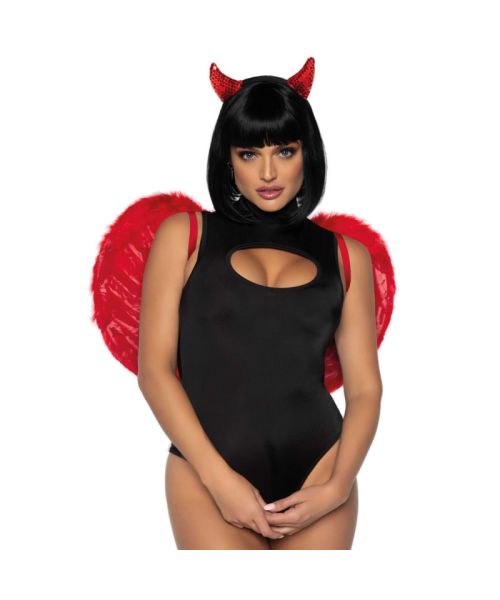 Крила дияволиці Leg Avenue devil wings Red, справжнє пір’я