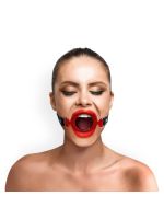 Кляп-розширювач силіконове кільце Art of Sex – Gag ring, червоний, натуральна шкіра