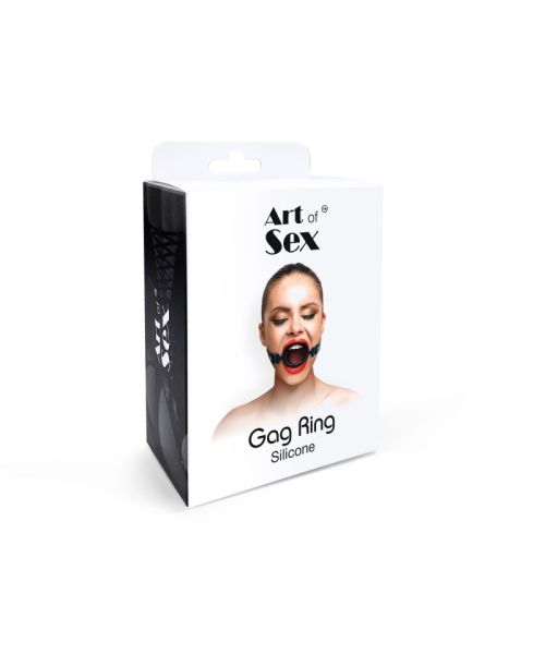 Кляп-розширювач силіконове кільце Art of Sex – Gag ring, червоний, натуральна шкіра