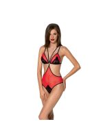 Напівпрозоре боді з мереживом Passion PEONIA BODY S/M red