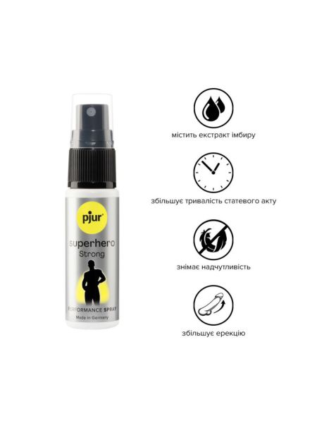 Спрей-пролонгатор pjur Superhero Strong Spray 20 ml, з екстрактом імбиру, без анестетиків