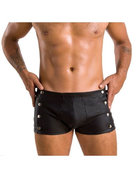 Чоловічі шкіряні боксери із заклепками Passion 048 SHORT DAVID XXL/XXXL Black