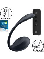 Смарт-віброяйце Satisfyer Ribbed Petal Connect App Black, керування зі смартфона, пульт ДК