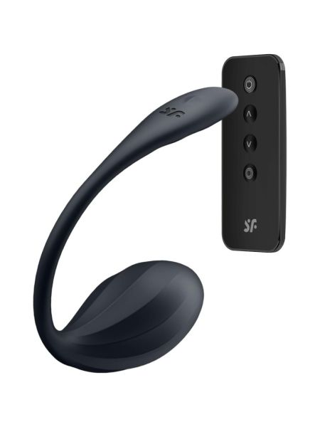 Смарт-віброяйце Satisfyer Ribbed Petal Connect App Black, керування зі смартфона, пульт ДК