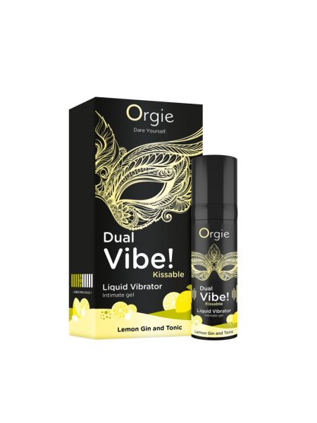 Рідкий вібратор Orgie Dual Vibe! Lemon Gin And Tonic Kissable Liquid Vibrator, 15 мл