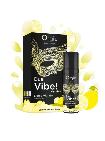 Рідкий вібратор Orgie Dual Vibe! Lemon Gin And Tonic Kissable Liquid Vibrator, 15 мл
