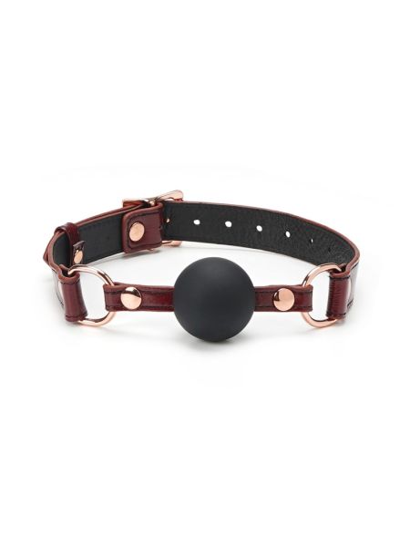 Силіконовий кляп Liebe Seele Wine Red Ball Gag, діаметр кульки 4,3 см, ремінь із натуральної шкіри