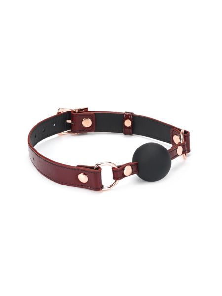Силіконовий кляп Liebe Seele Wine Red Ball Gag, діаметр кульки 4,3 см, ремінь із натуральної шкіри