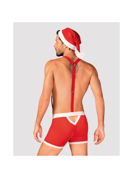 Чоловічий еротичний костюм Санта-Клауса Obsessive Mr Claus S/M, боксери на підтяжках, шапочка з помп