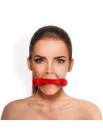 Кляп-палиця на ременях Art of Sex – Gag Stick Silicon, червоний, натуральна шкіра