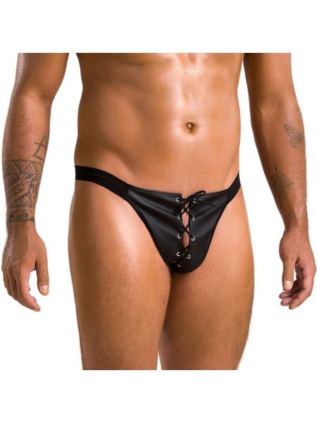 Чоловічі сліпи на шнурівці Passion 044 SLIP BEN L/XL Black, екошкіра, люверси