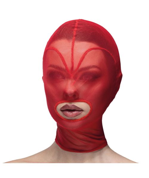 Маска серце сітка з відкритим ротом Feral Feelings - Hearts Mask Red/Red