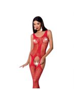 Бодістокінг з імітацією панчіх і ажурною вставкою Passion BS072 red