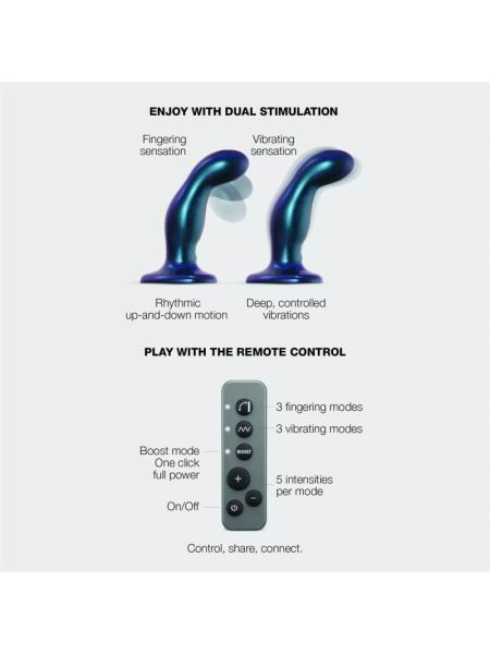Дилдо з вібрацією Strap-On-Me FINGERING & VIBRATING DILDO - M - BLUE, з манливим рухом