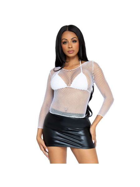 Сітчастий топ Leg Avenue Long Sleeves T-Shirts White, One Size