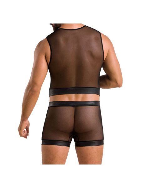 Комплект чоловічої білизни на шнурівці Passion 053 SET WILLIAM S/M Black, жилет, боксери