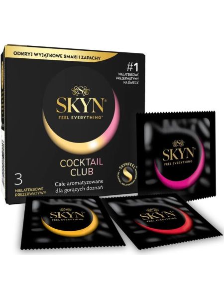 Презервативи SKYN Cocktail Club 3 шт, смаки Pina Colada, Cherry Sunrise та Passion Daiquiri