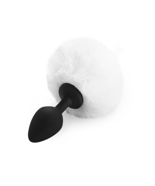 Силіконова анальна пробка М Art of Sex - Silicone Butt plug Rabbit Tail White, діаметр 3,5 см