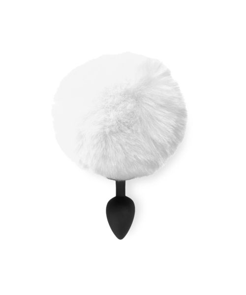 Силіконова анальна пробка М Art of Sex - Silicone Butt plug Rabbit Tail White, діаметр 3,5 см