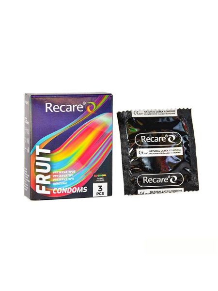 Презервативи Holographic Recare Fruit Flavour Condoms 3 шт, аромати: м'ята, банан, полуниця