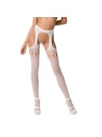 Еротичні панчохи-стокінги Passion S024 One Size, White, імітація панчіх та пояса з гартерами