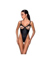 Боді з екошкіри Passion CELIN BODY L/XL, black, з доступом, відкритий