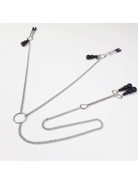 Затискач для сосків та клітора Art of Sex - Nipple and clit clamps Black Pearl
