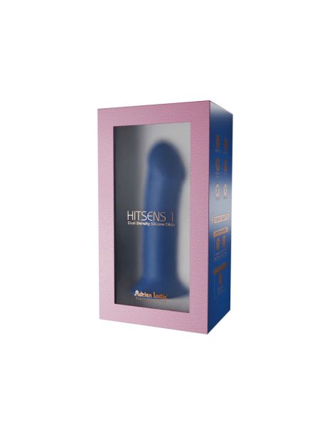 Двошаровий дилдо Adrien Lastic Hitsens 1 Blue, підходить для страпона, діаметр 4,5 см, довжина 17,7 см