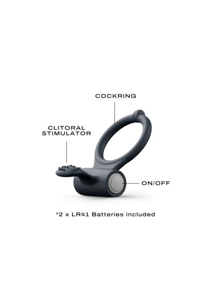 Ерекційне кільце Dorcel Power Clit Black V2 з вібрацією та язичком з щіточкою