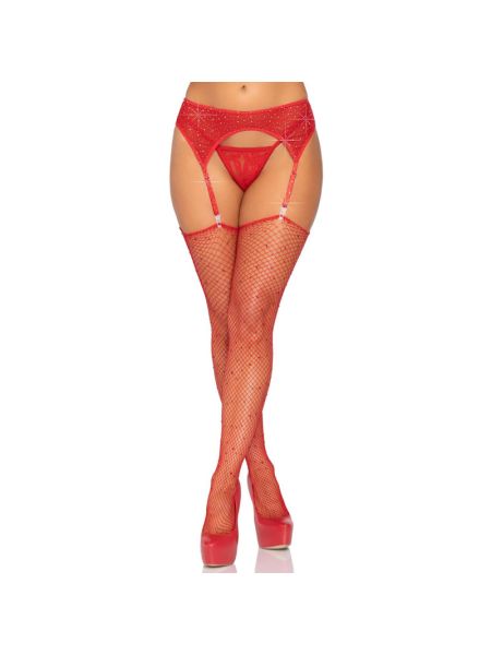 Пояс для панчіх зі стразами Leg Avenue Rhinestone Garterbelt Red One Size