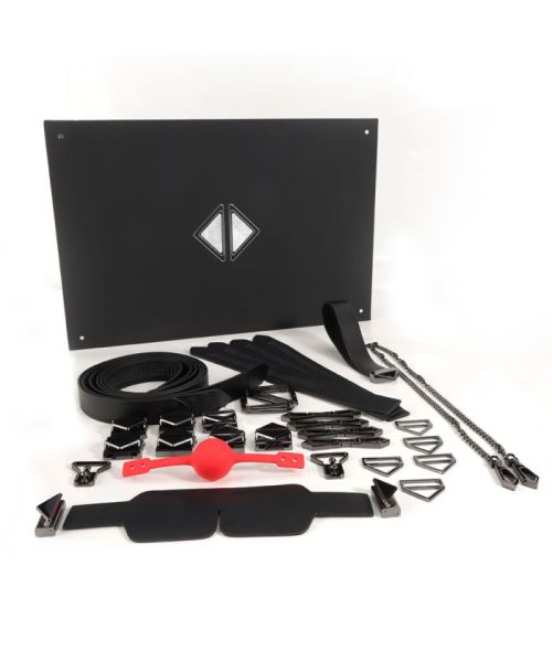 БДСМ-набір LOCKINK Bondage & Restraint Set, чорний, натуральна шкіра, фіксатори, маска, кляп