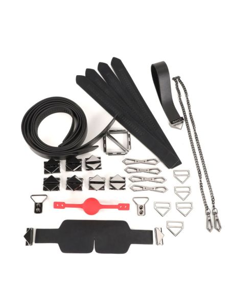 БДСМ-набір LOCKINK Bondage & Restraint Set, чорний, натуральна шкіра, фіксатори, маска, кляп