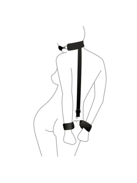 Кляп з пластиковою кулею та наручниками Art of Sex – Handcuffed Gag, чорний
