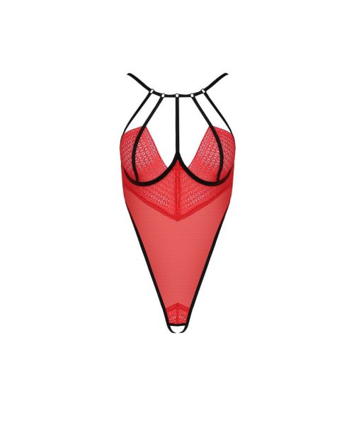 Боді з високим вирізом стегна Passion Exclusive AKITA BODY L/XL, red