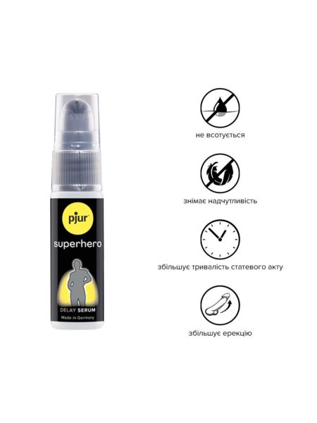 Сироватка-пролонгатор pjur Superhero Delay Serum 20 мл, створює ефект плівки, без оніміння