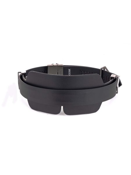 Маска на очі LOCKINK Blindfold Kit, чорна, натуральна шкіра, регульований обсяг