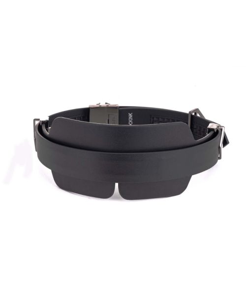 Маска на очі LOCKINK Blindfold Kit, чорна, натуральна шкіра, регульований обсяг