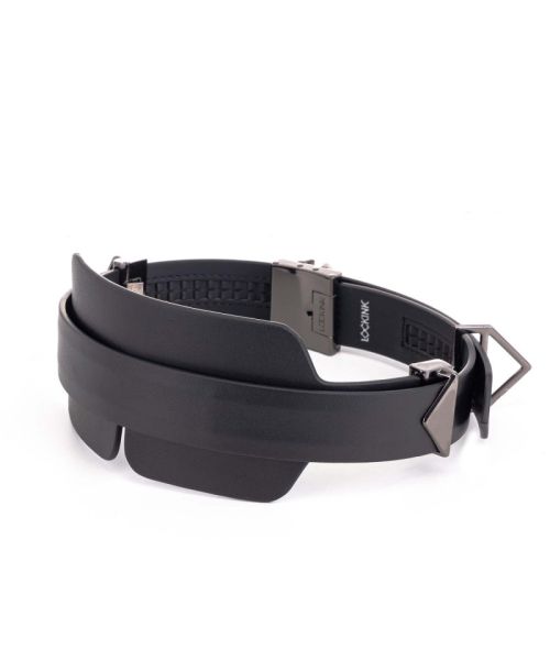 Маска на очі LOCKINK Blindfold Kit, чорна, натуральна шкіра, регульований обсяг