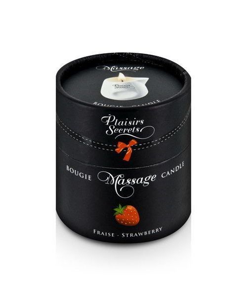 Масажна свічка Plaisirs Secrets Strawberry (80 мл) подарункова упаковка, керамічний посуд